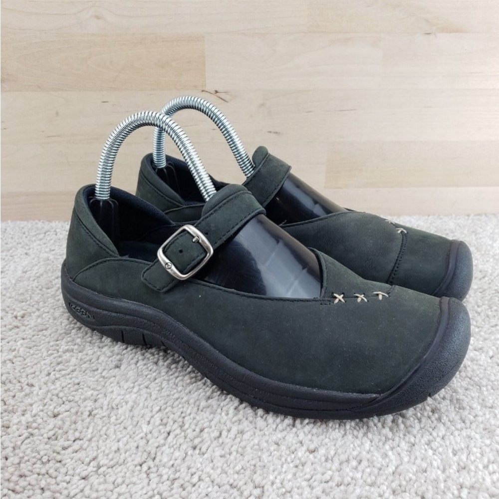 Keen Mary Janes Women's Size 7.5 Dark Green Black Leather All Day Comfort Shoes